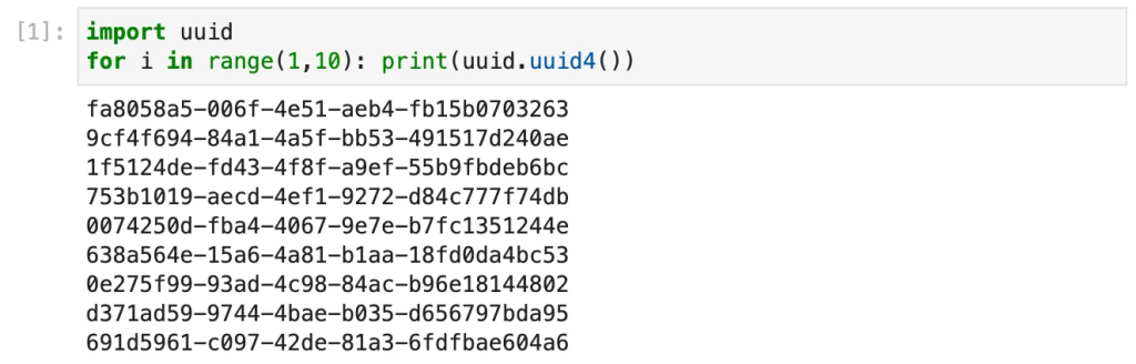 Randomly generated UUID V4 numbers